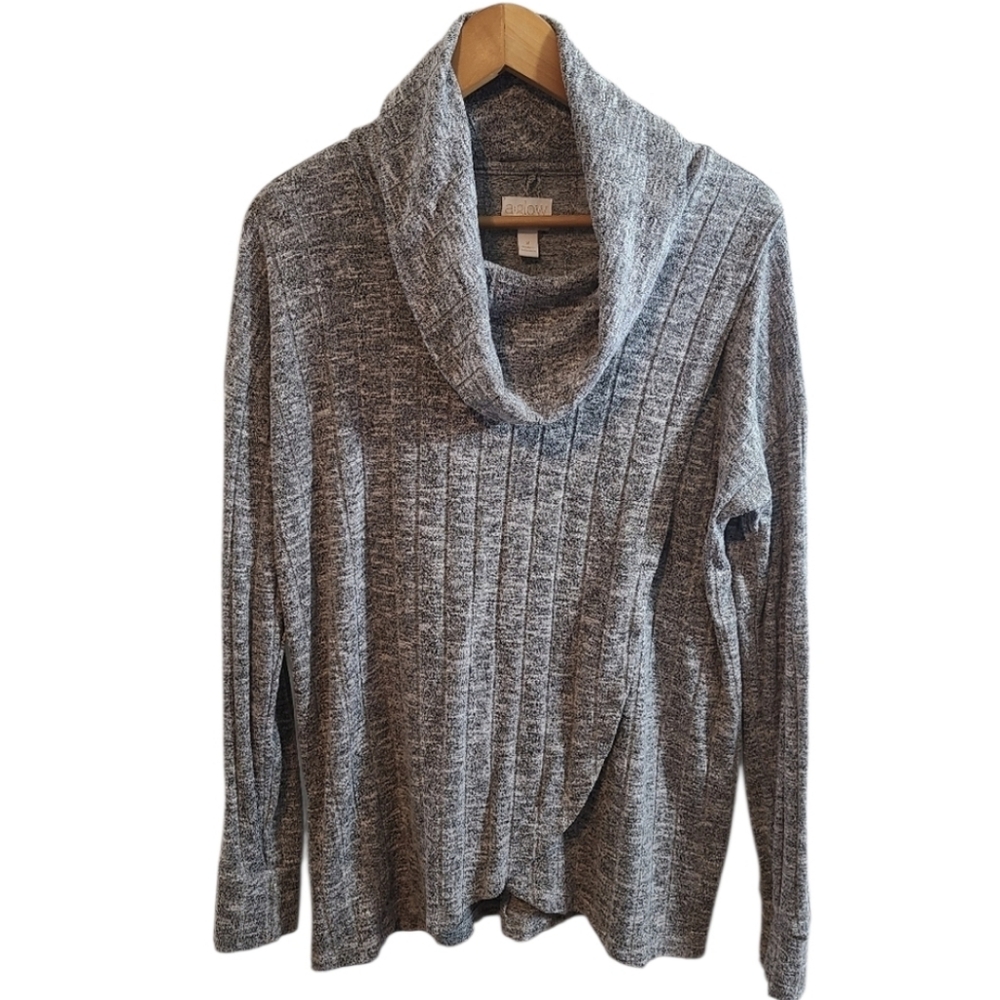 a.glow Maternity Cowlneck Wrap Top Pullover Grey Size Medium